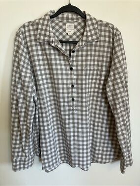 J. Crew Boy Fit Gray and White Gingham Button-Front Shirt
